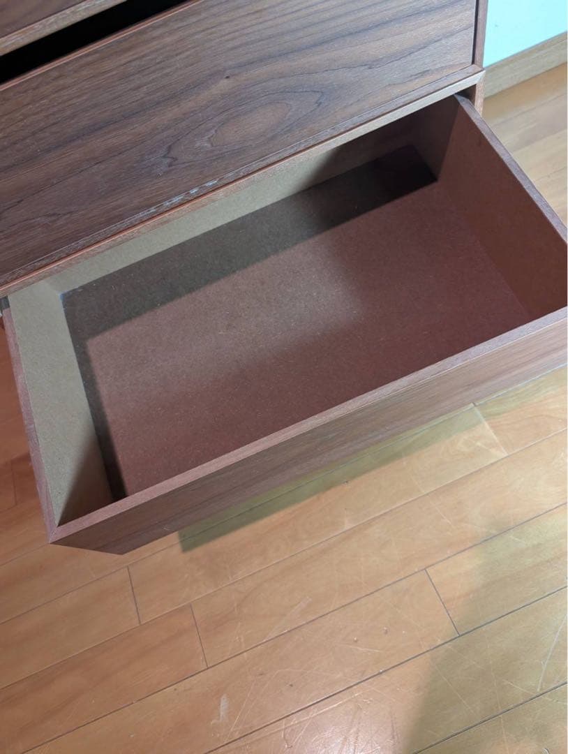■送料込■無印良品 木製収納ケース 引出式ワイド ウォールナット材 チェスト