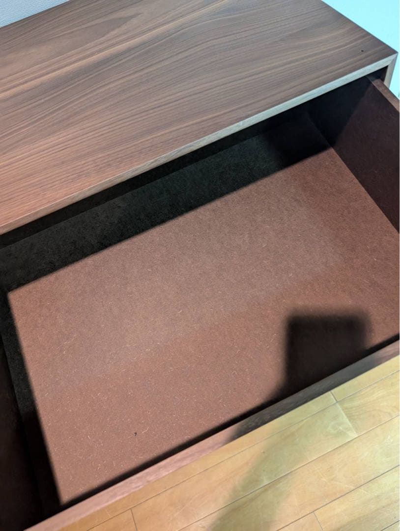 ■送料込■無印良品 木製収納ケース 引出式ワイド ウォールナット材 チェスト