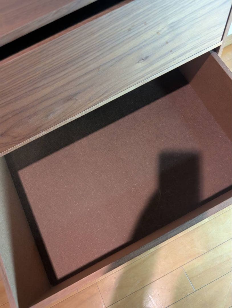 ■送料込■無印良品 木製収納ケース 引出式ワイド ウォールナット材 チェスト