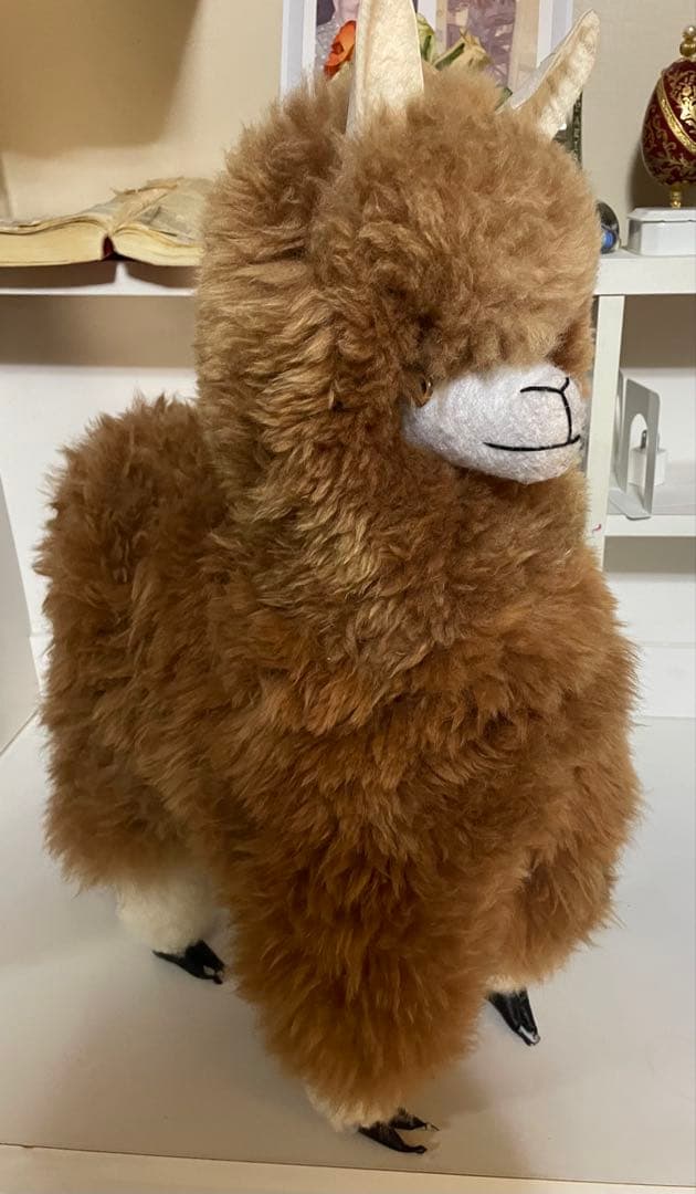アルパカ ぬいぐるみ アルパカ原毛 ペルー製 60cm ふわふわの毛並みが