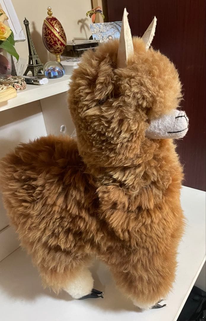 アルパカ ぬいぐるみ アルパカ原毛 ペルー製 60cm ふわふわの毛並みが