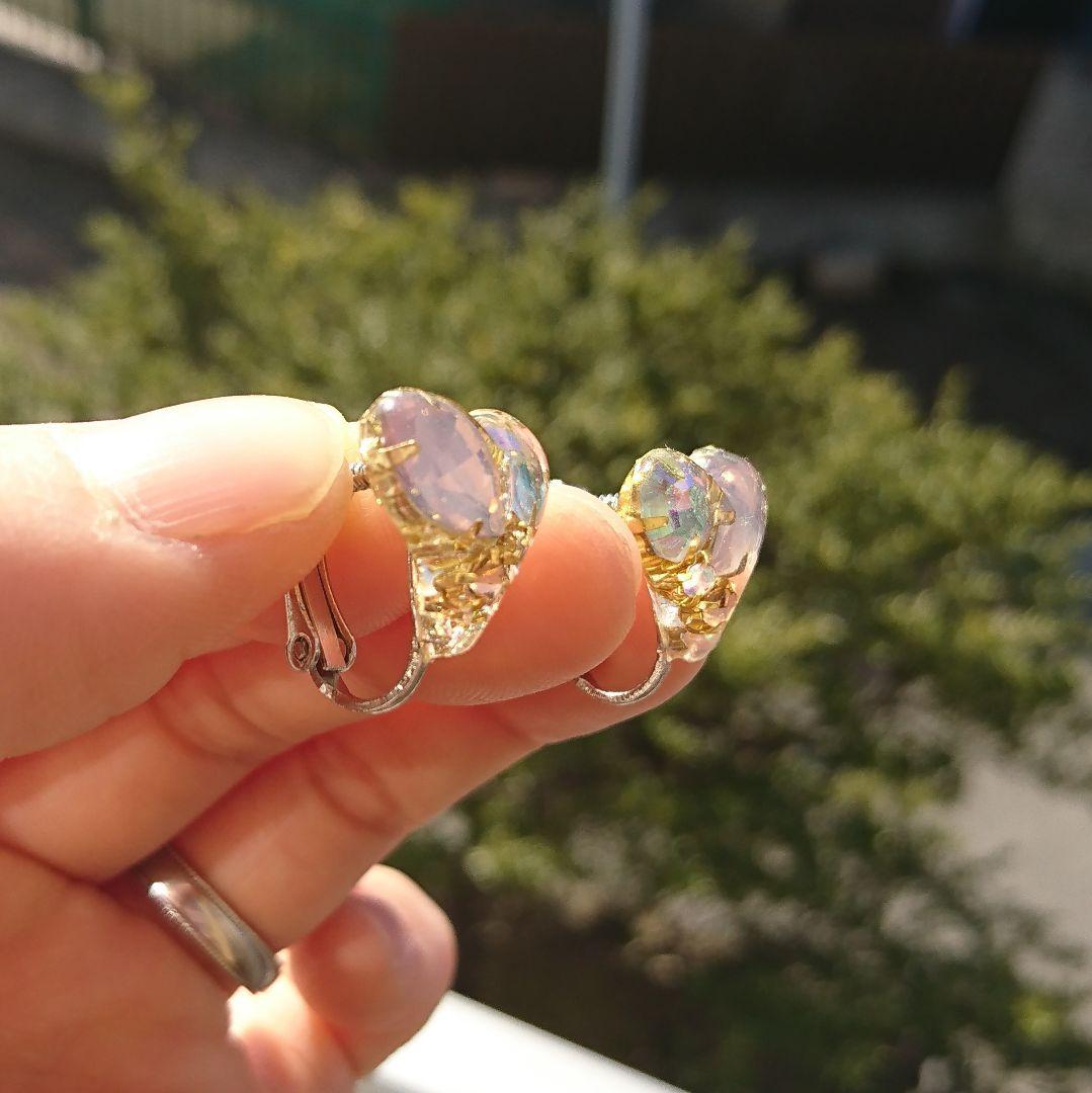 キラキラビジューイヤリング♡ピンクシェイプハート(訳あり品)