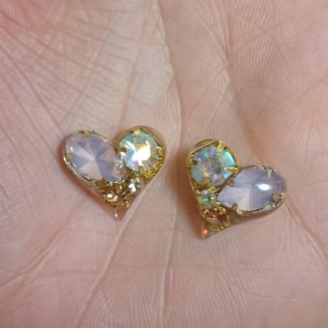 キラキラビジューイヤリング♡ピンクシェイプハート(訳あり品)