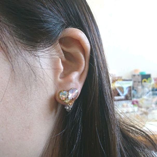 キラキラビジューイヤリング♡ピンクシェイプハート(訳あり品)