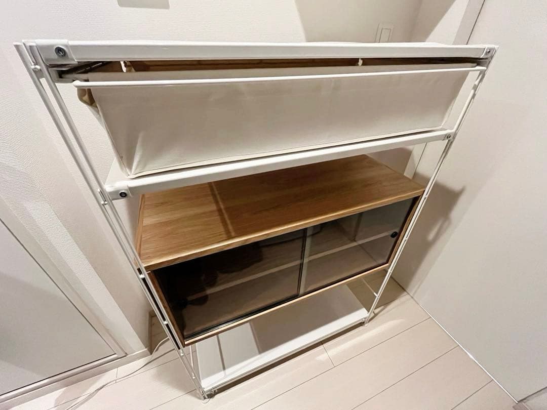 無印良品 スチールユニットシェルフ ワイド グレー ガラス引き戸 セット売り