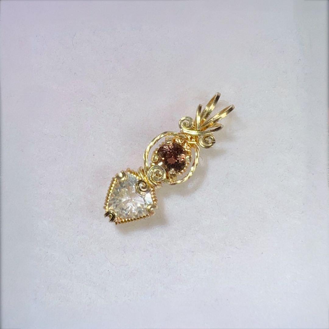 天然石　カラーチェンジサファイア＆ペタライト　ペンダントトップ 14kgf