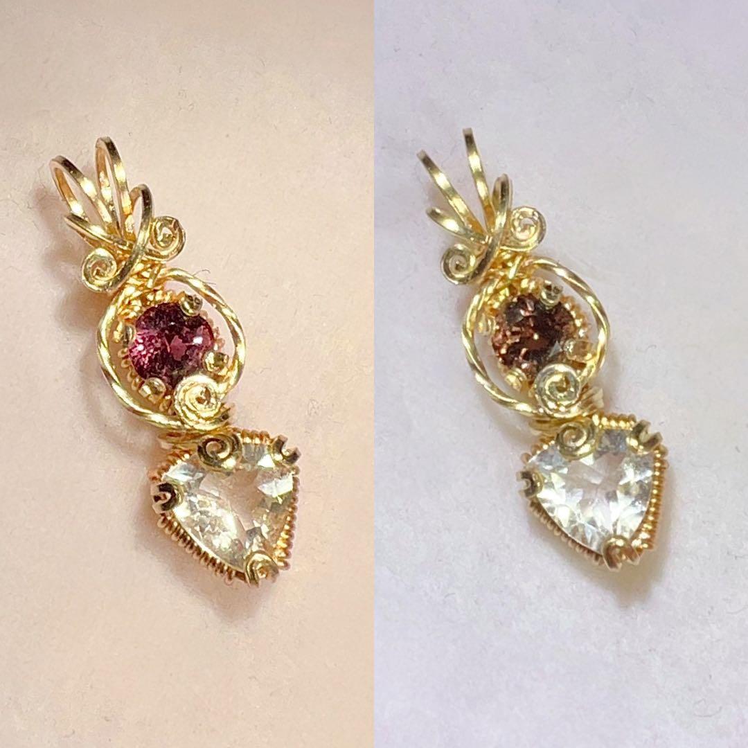 天然石　カラーチェンジサファイア＆ペタライト　ペンダントトップ 14kgf