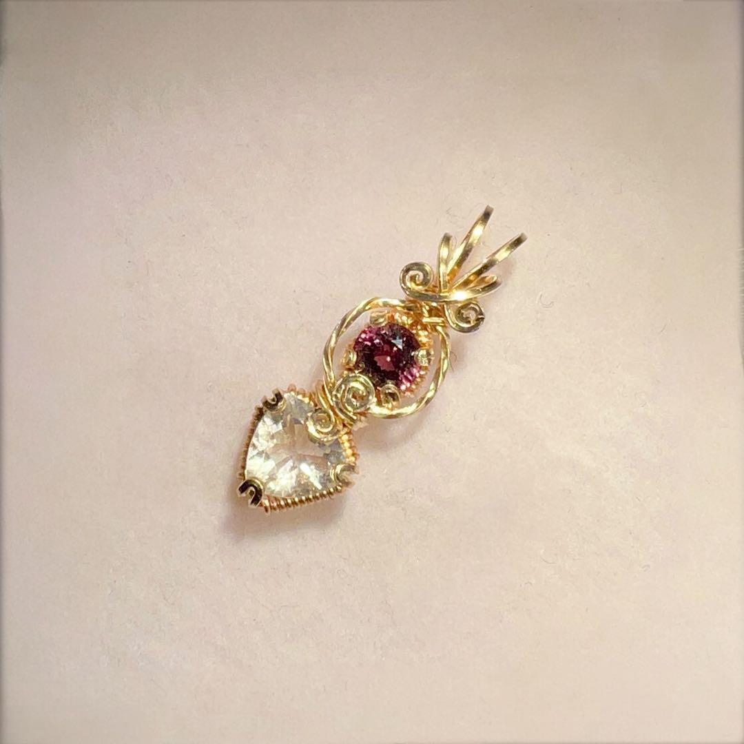 天然石　カラーチェンジサファイア＆ペタライト　ペンダントトップ 14kgf