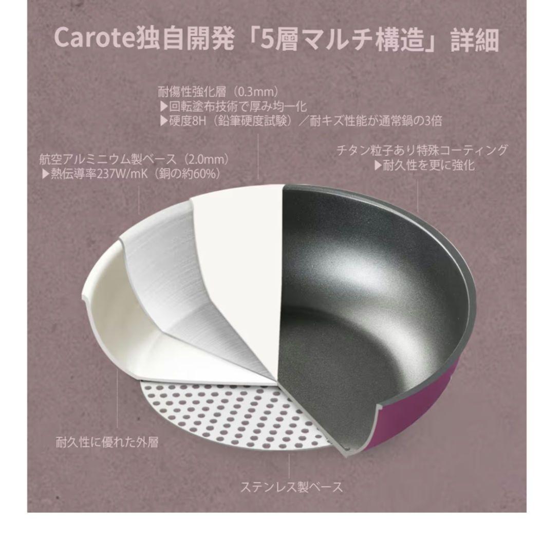 カローテ フライパン セット チタンコート IH対応 ガス火対応 5層