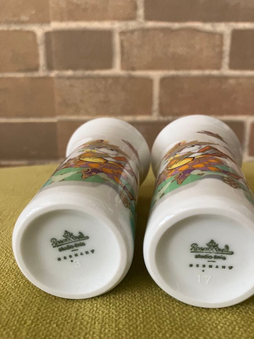 ローゼンタール　陶器製の絵柄付き皿とカップセット