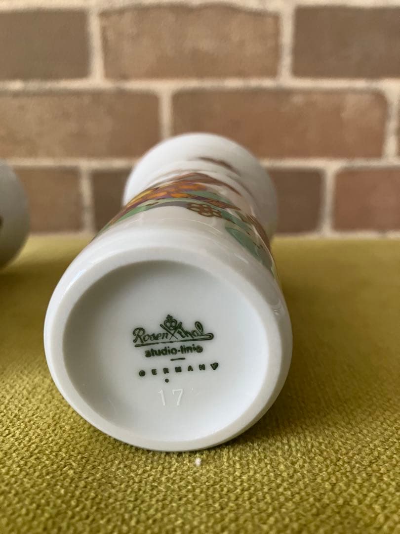 ローゼンタール　陶器製の絵柄付き皿とカップセット