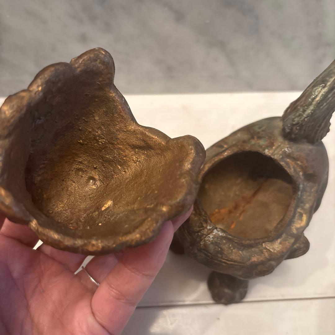 ひみ様アンティーク可愛らしくも威厳のある唐獅子の芸術的な彫刻造形の香炉とライオン