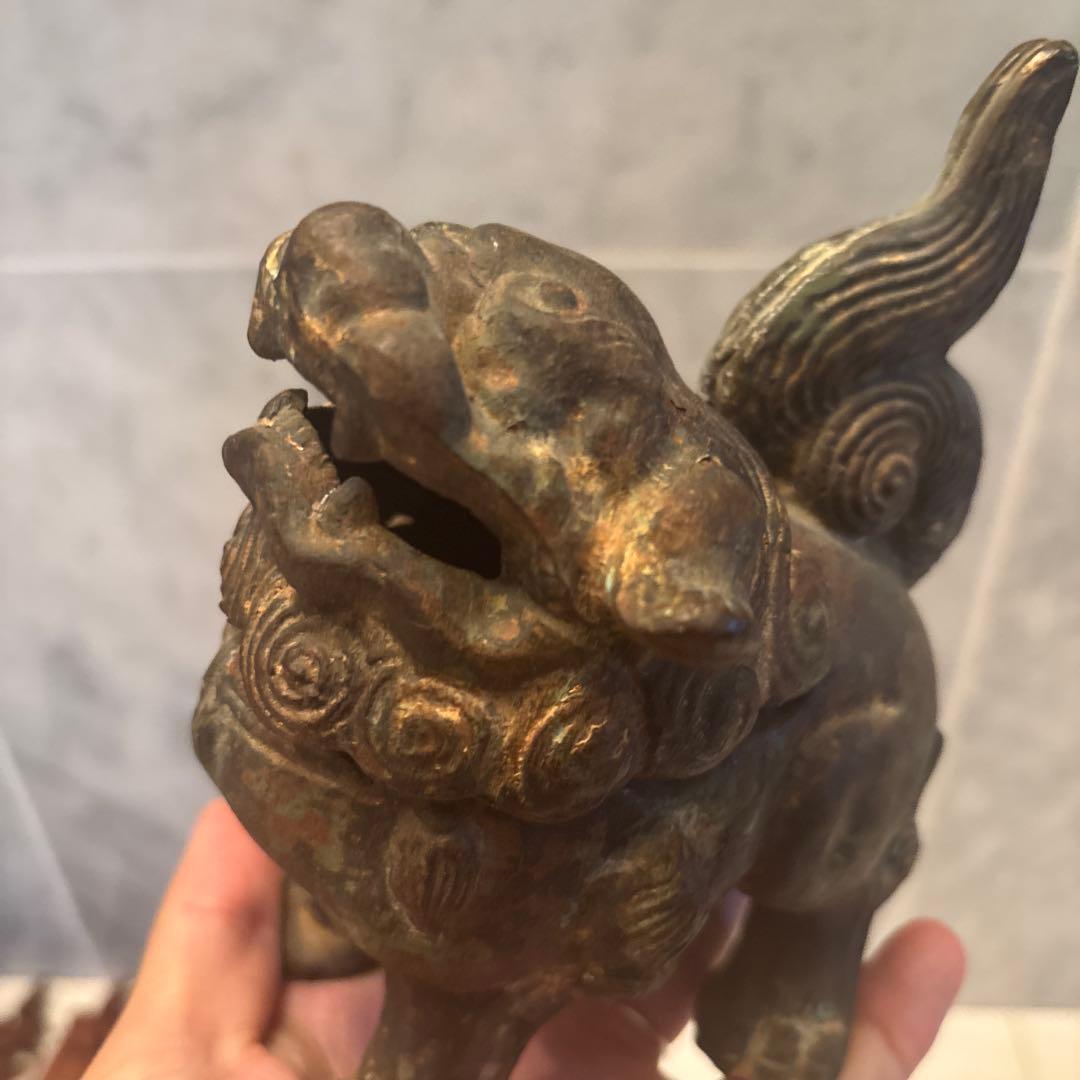 ひみ様アンティーク可愛らしくも威厳のある唐獅子の芸術的な彫刻造形の香炉とライオン