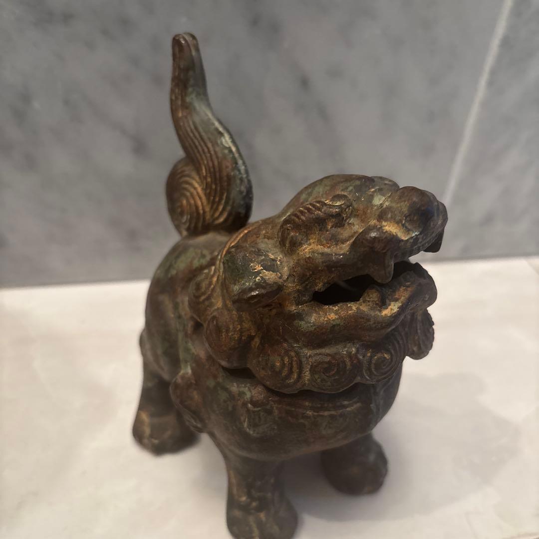 ひみ様アンティーク可愛らしくも威厳のある唐獅子の芸術的な彫刻造形の香炉とライオン