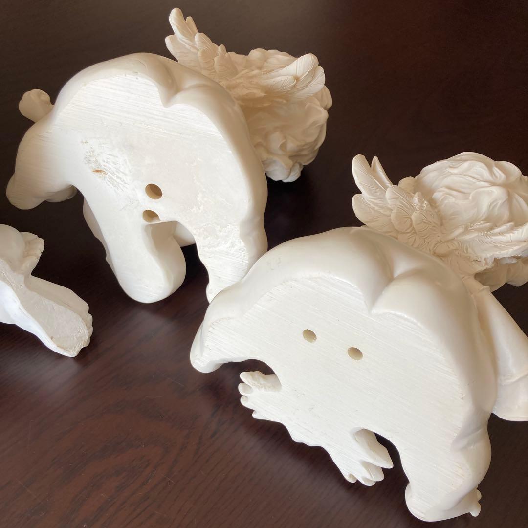 天使　彫刻風　オブジェ　インテリア　置物　シャビーシック　白