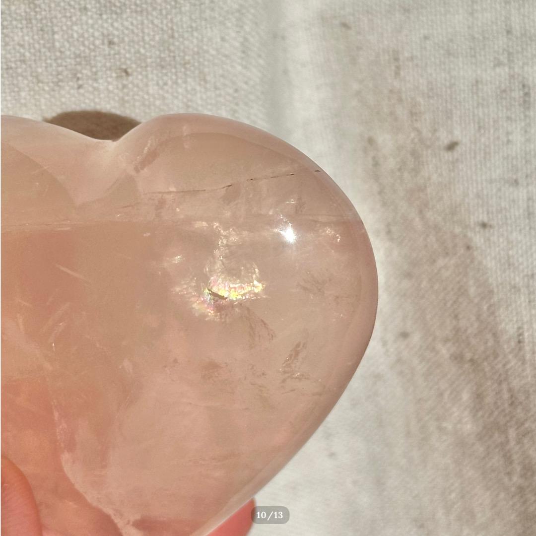 【ローズ クォーツ】　ハート シェイプ ③ スタンド付　ブラジル産