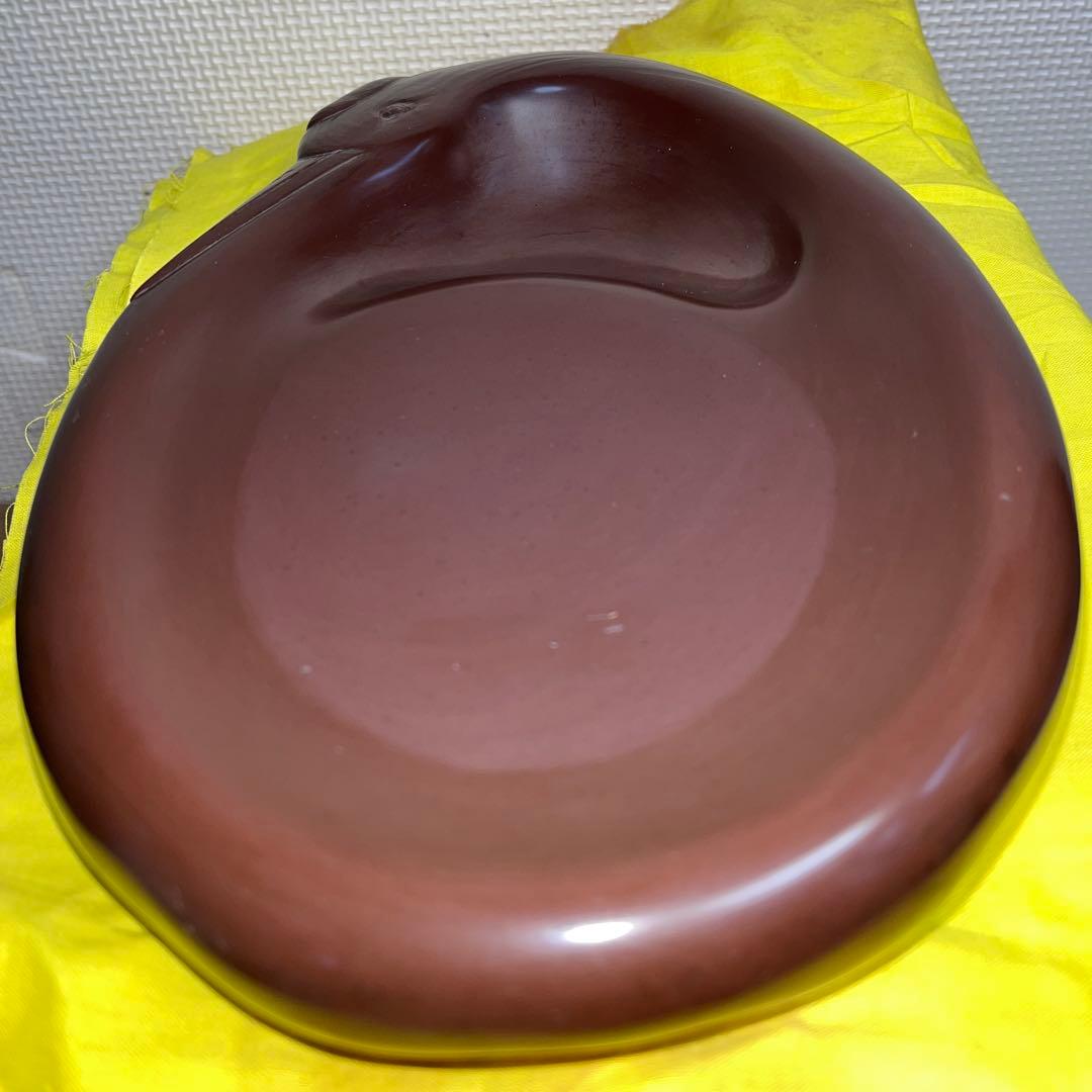 ⭕️紅渓石硯　特殊　千年鶴彫刻　羊堂作　23cm 2.4kg 崎川羊堂