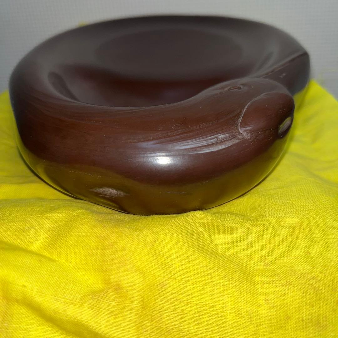 ⭕️紅渓石硯　特殊　千年鶴彫刻　羊堂作　23cm 2.4kg 崎川羊堂