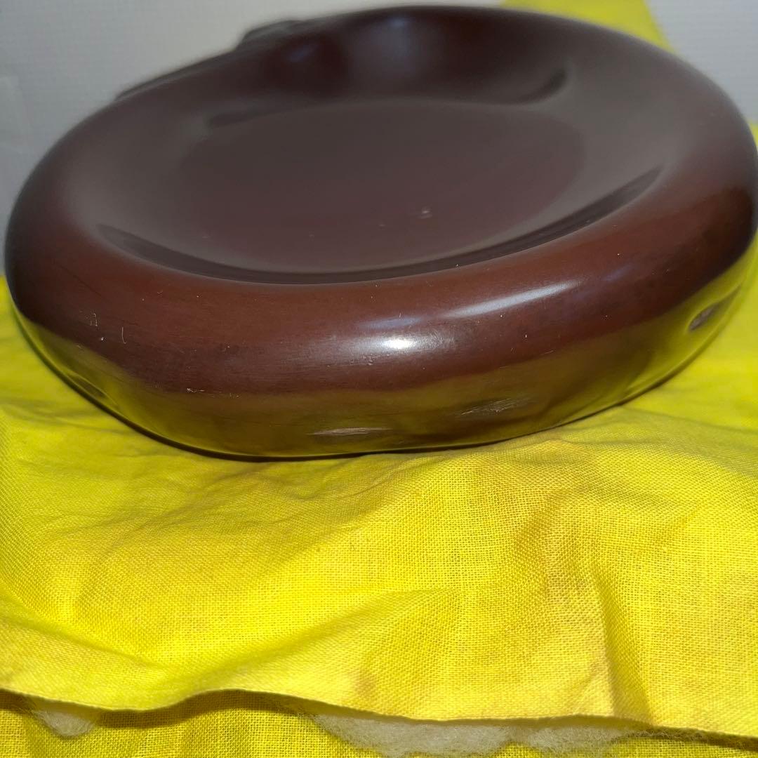 ⭕️紅渓石硯　特殊　千年鶴彫刻　羊堂作　23cm 2.4kg 崎川羊堂