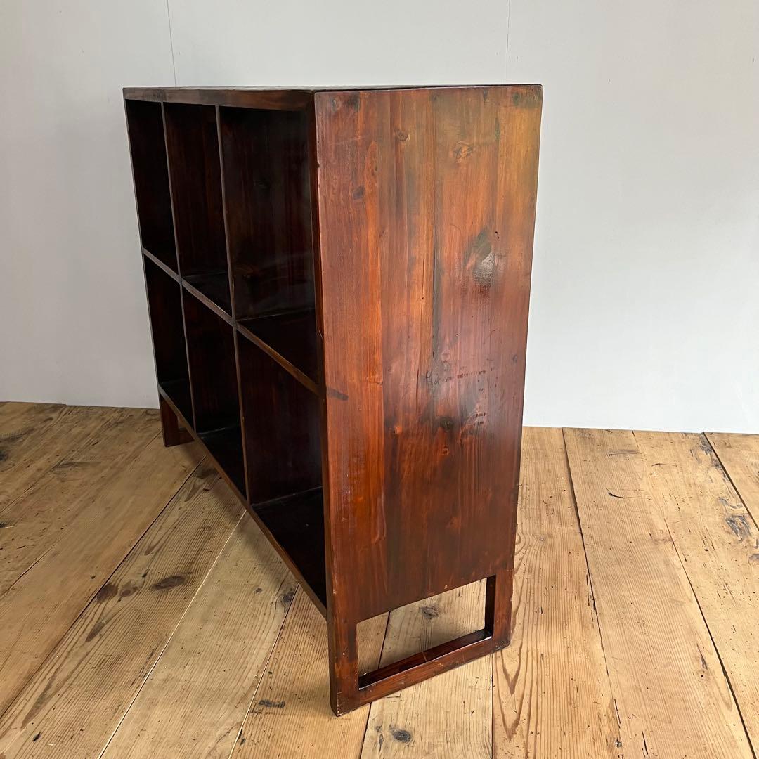 ヴィンテージ オープンラック 格子棚 脚付き 無垢材 本棚 飾り棚