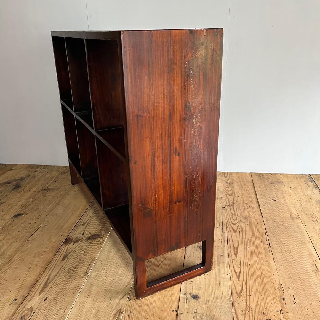 ヴィンテージ オープンラック 格子棚 脚付き 無垢材 本棚 飾り棚