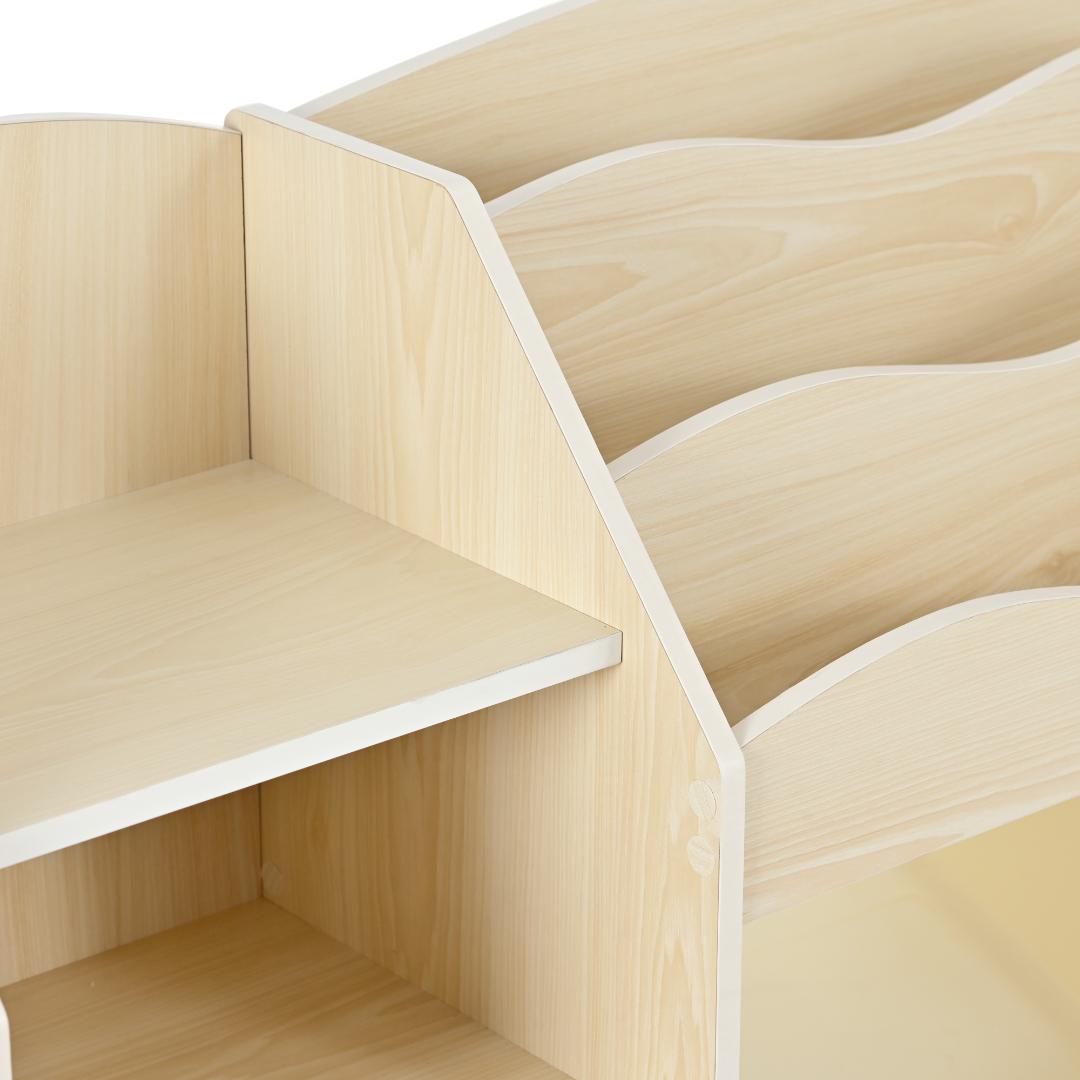 【新品】木製 幅114cm 大容量おもちゃ収納ラック ホワイトボード付