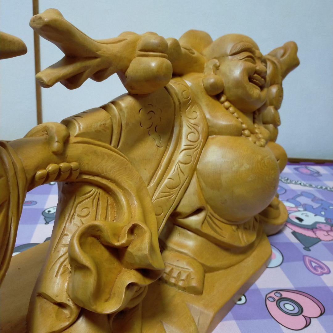 布袋様 木彫り 置物 七福神 仏像 特大 開運 風水 金運 財運 風水 玄関
