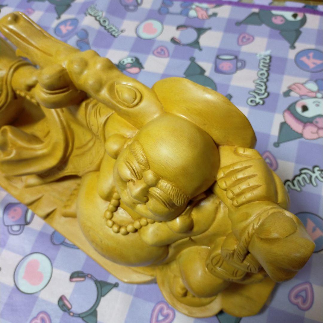 布袋様 木彫り 置物 七福神 仏像 特大 開運 風水 金運 財運 風水 玄関