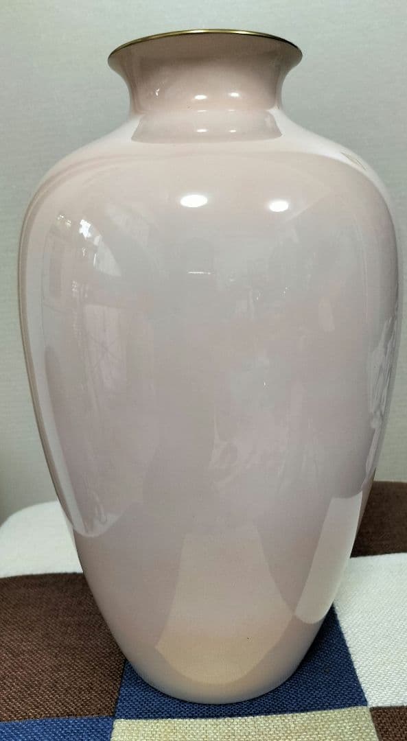 有田焼☆深川製磁 色絵彩磁　胡蝶蘭　花瓶　花生　花器　サーモンピンク10号