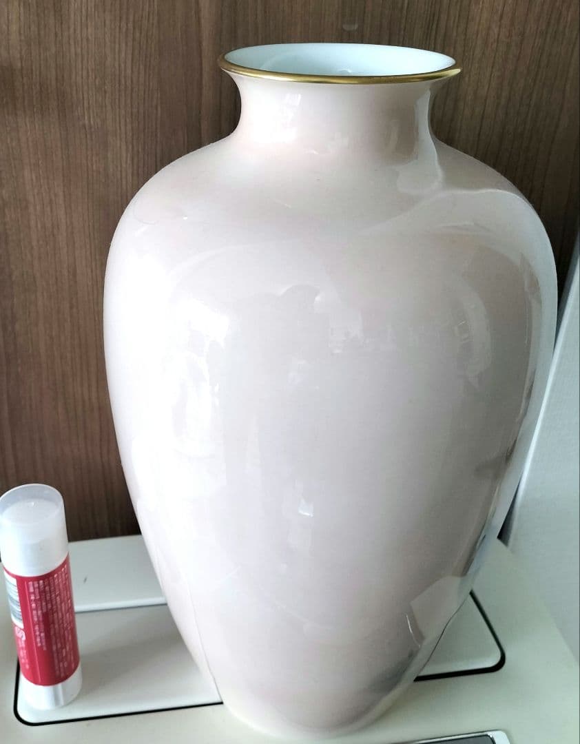 有田焼☆深川製磁 色絵彩磁　胡蝶蘭　花瓶　花生　花器　サーモンピンク10号