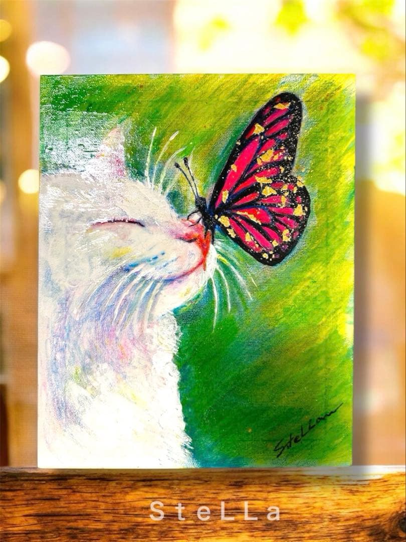 猫の絵　子猫　動物の絵　金箔　動物　猫　猫の絵　北欧　ゴールド　壁掛け　ねこ　絵