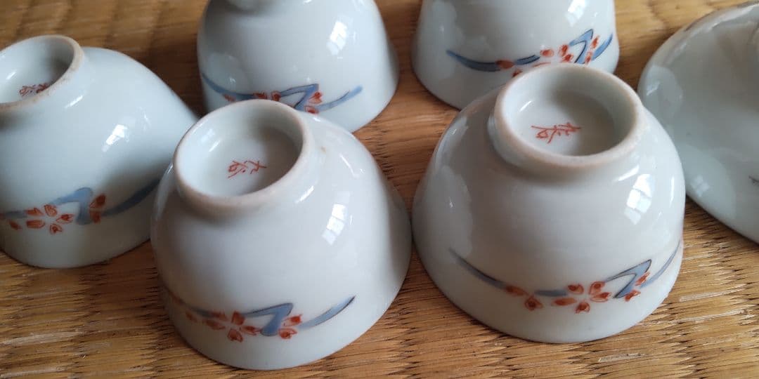 九谷焼　杯、杯皿5個セット　骨董　アンティーク　希少　伊万里　柿右衛門手②