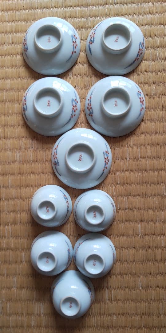 九谷焼　杯、杯皿5個セット　骨董　アンティーク　希少　伊万里　柿右衛門手②