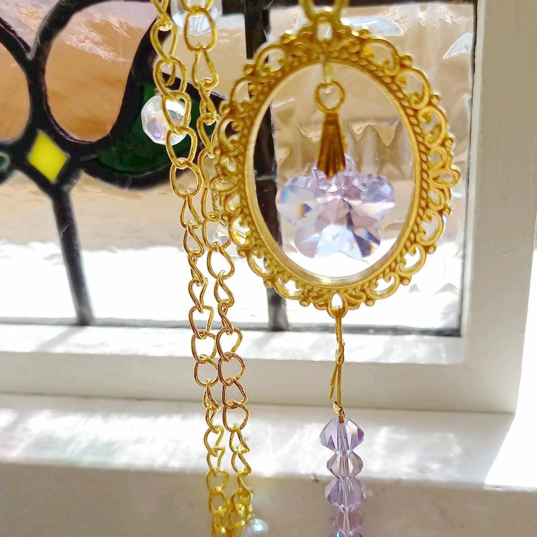 サンキャッチャー♡ハンドメイド「スワロフスキー✧︎バイオレット♡」