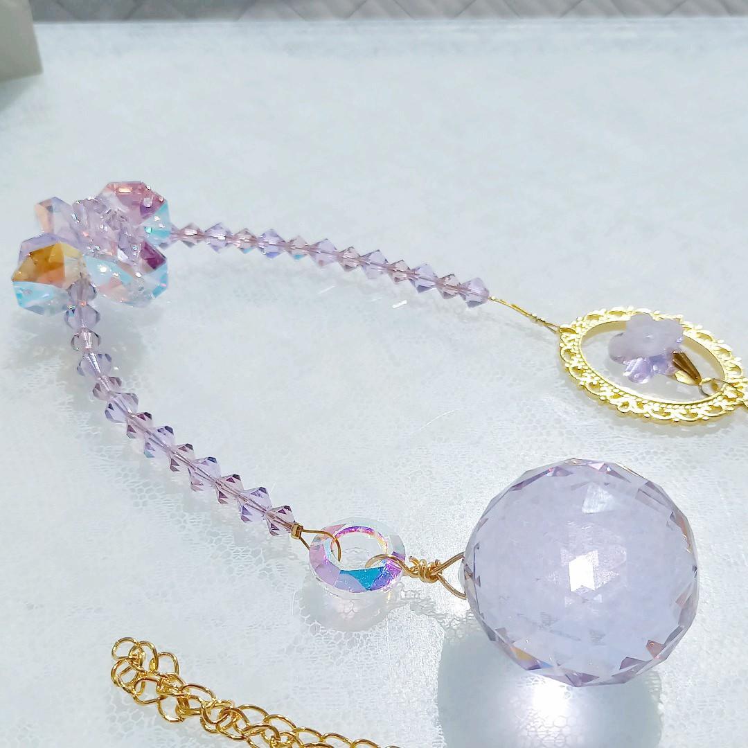 サンキャッチャー♡ハンドメイド「スワロフスキー✧︎バイオレット♡」