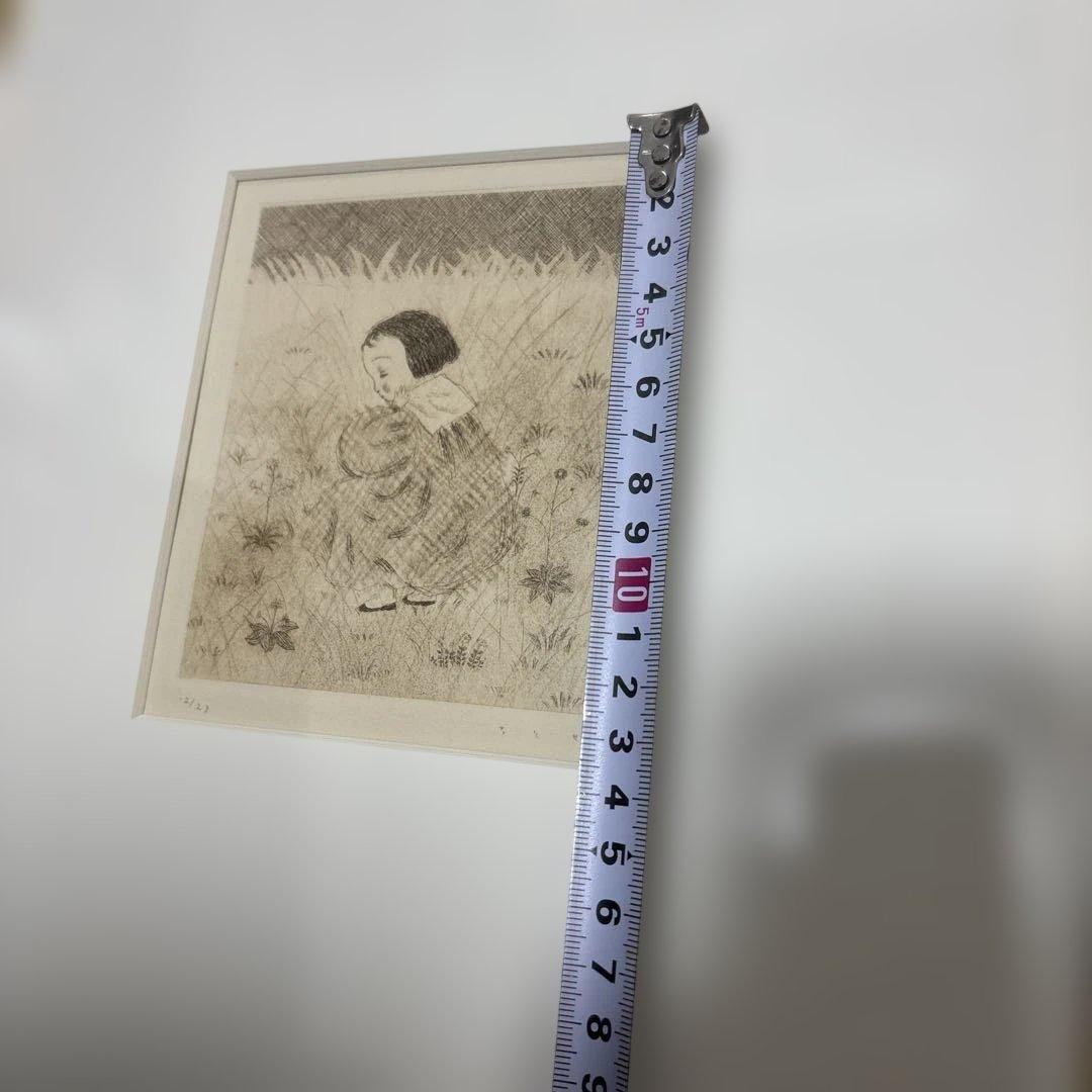 樋口ちとせ可愛い少女と草花リトグラフ