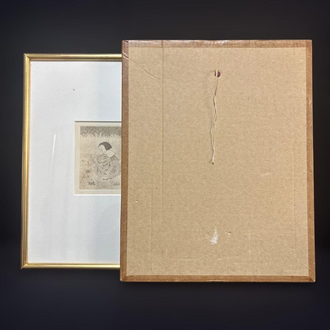 樋口ちとせ可愛い少女と草花リトグラフ