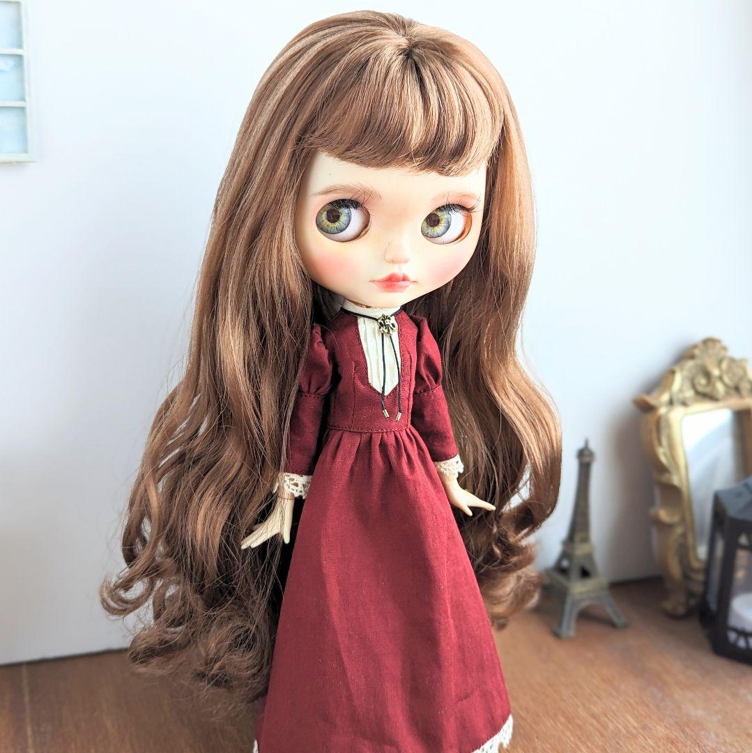 1015※ピンタックのヨーク・ワインレッドのクラシカルロングドレス ※ブライス