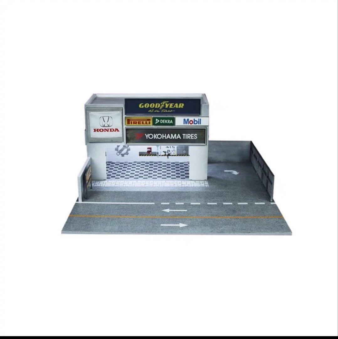 新発売MoreArt 1/64 自動車改造ショップの建物模型 ジオラマ 駐車場