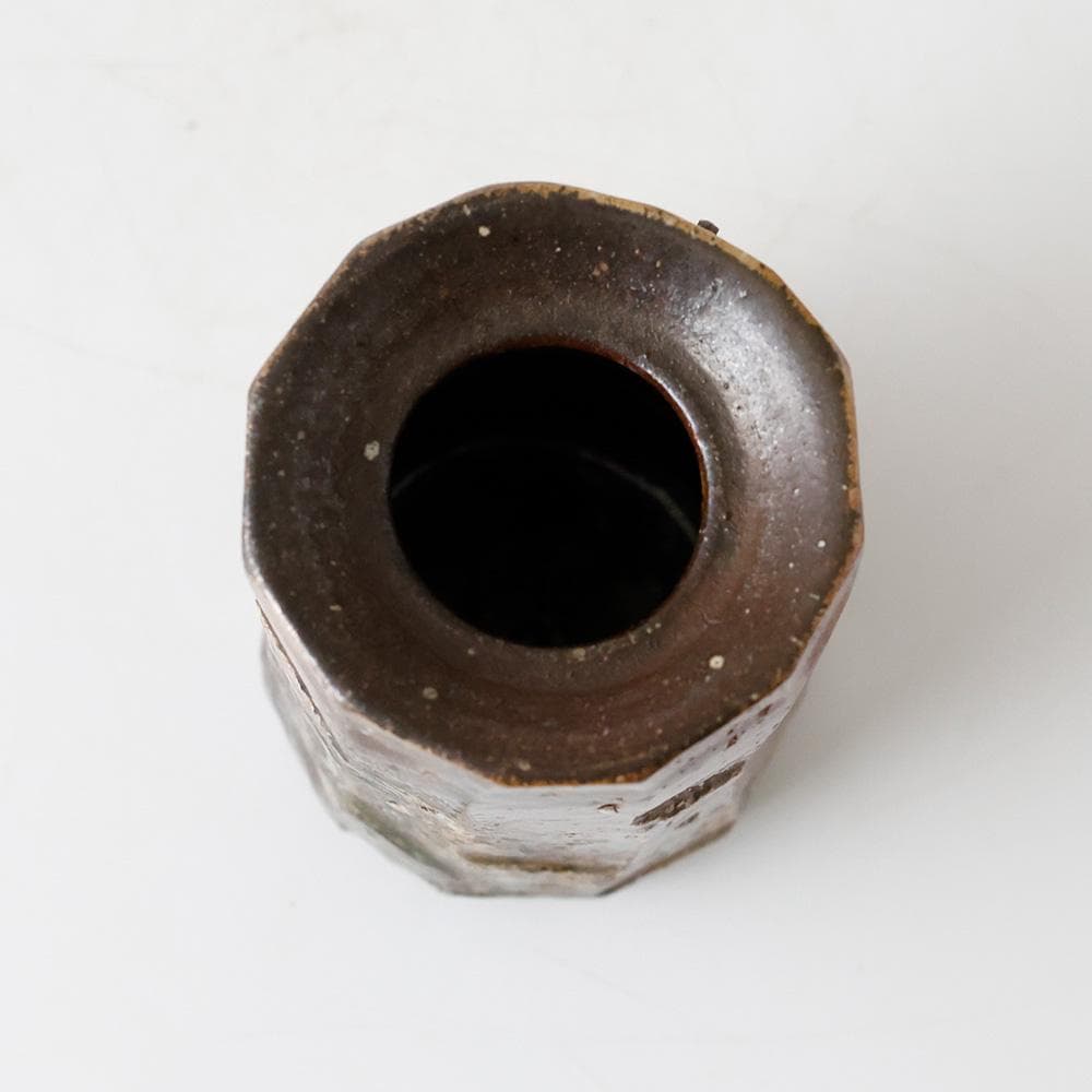 信楽茶陶窯元 壷中窯 保庭楽入作 信楽旅枕掛花入 共箱 栞 共布