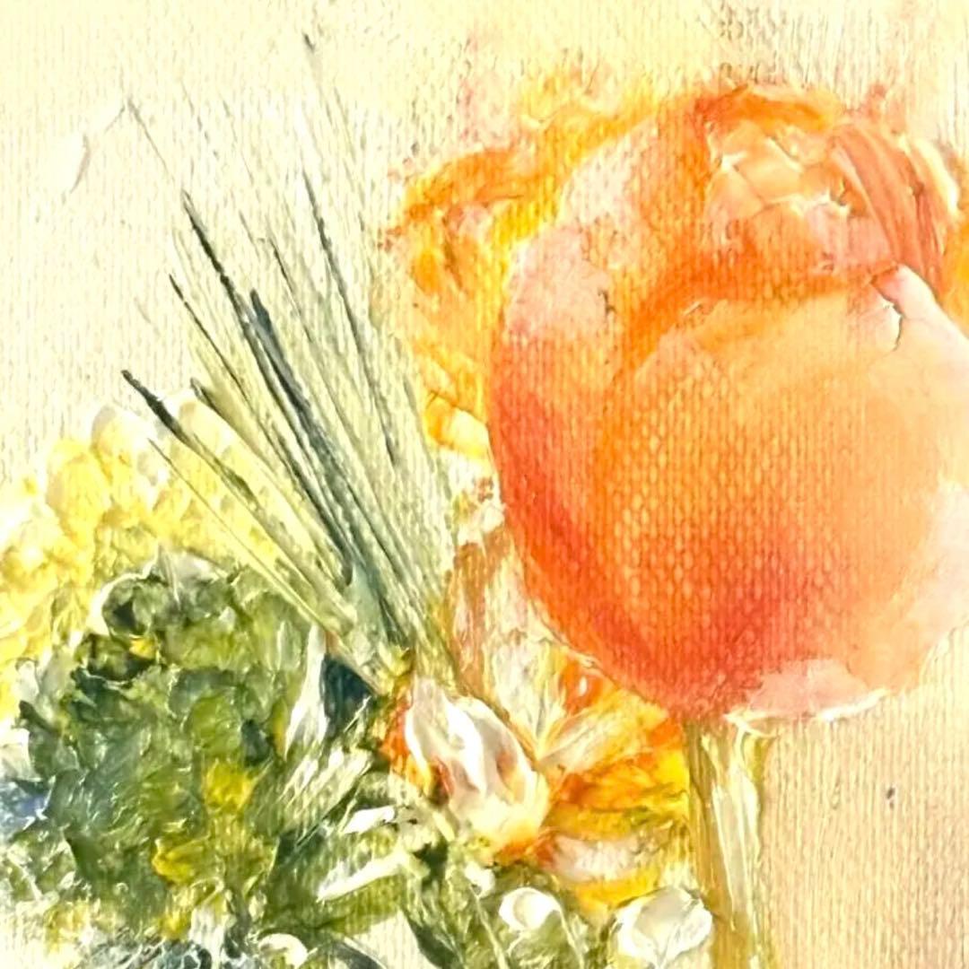 水彩画 花瓶に生けた花