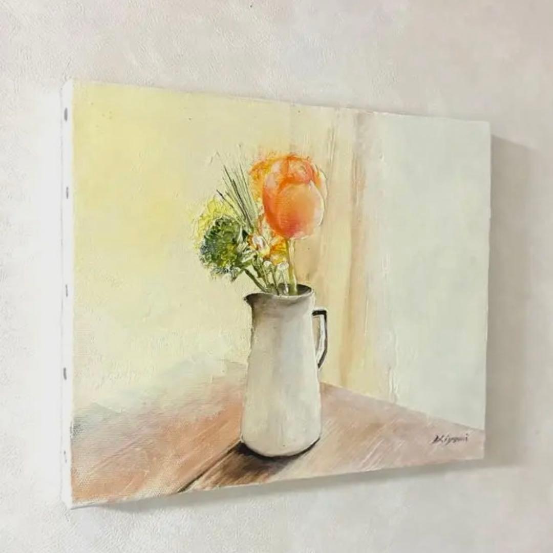 水彩画 花瓶に生けた花