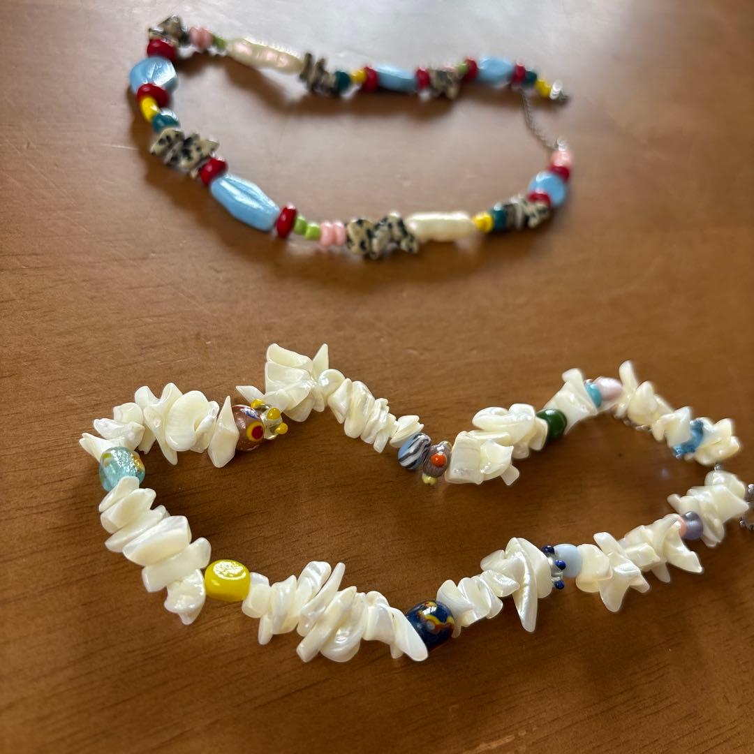 カラフルビーズネックレス2点セット