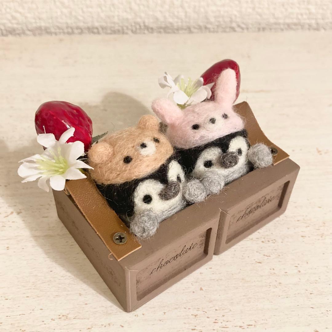 【お値下げ中！】ペンギンさんのチョコレートインテリア　羊毛フェルト