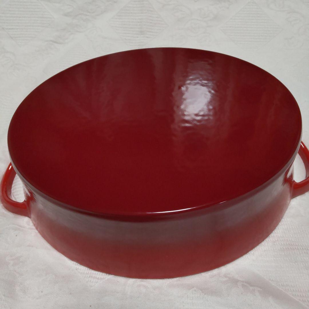 ❰未使用❱★グッドプラスキャストポット★ オーバル２６cm 浅型レッド