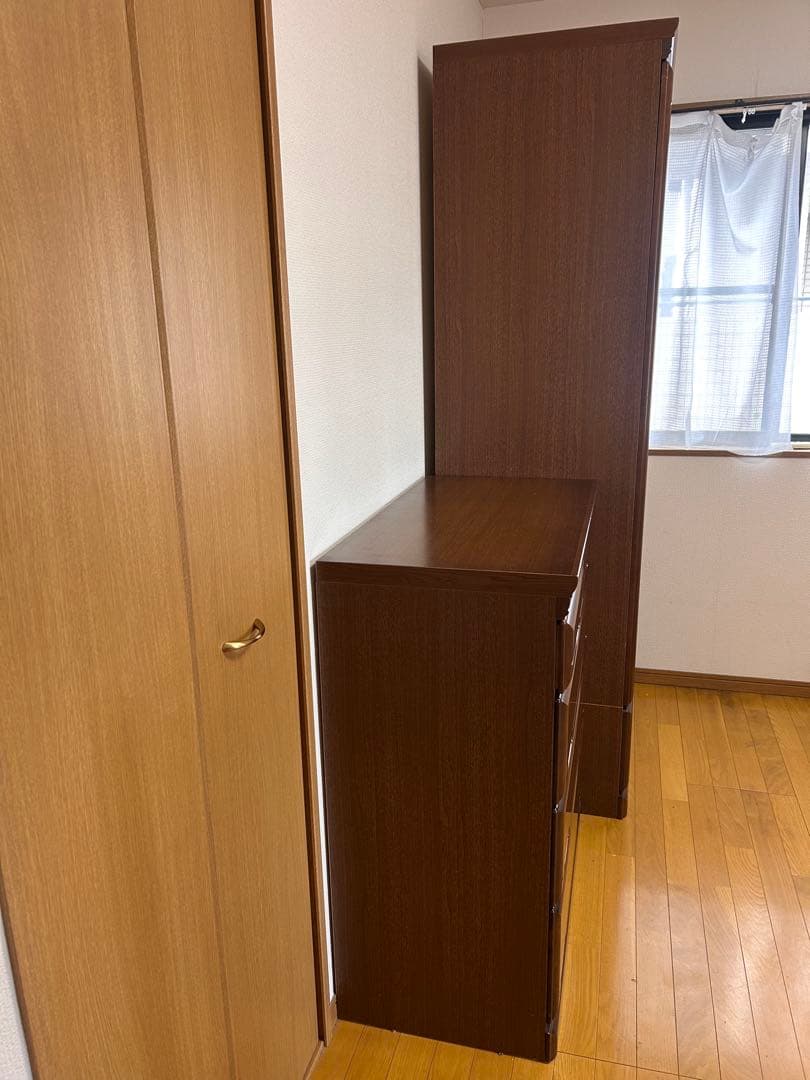 鏡・引き出し・収納棚付きワードローブ（洋服タンス）光家具工業 メルローズ