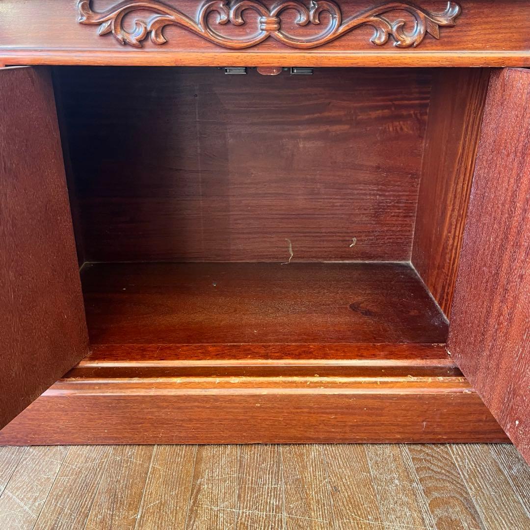 【アンティーク】唐木家具 茶箪笥 飾り棚 中国骨董 松透彫り サイドボード