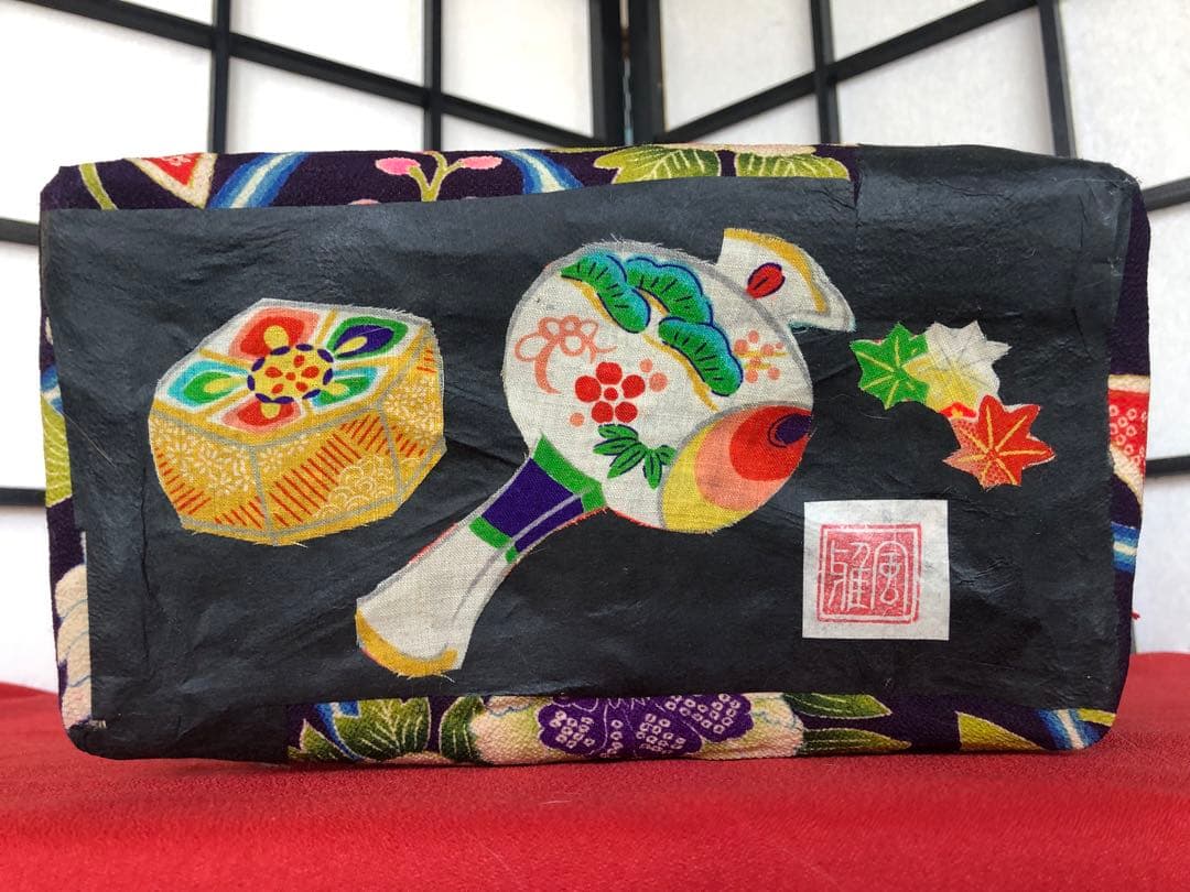 一閑張り　一閑張りバック　縮緬　犬張子　狛犬　鴛鴦