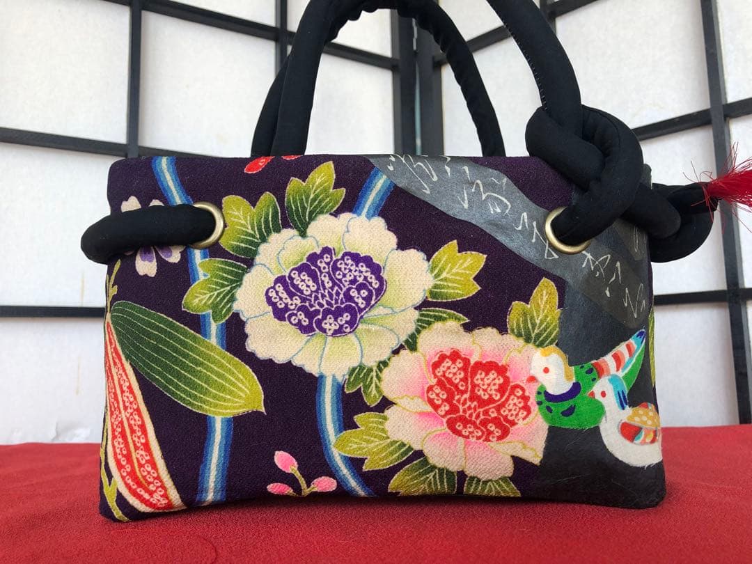 一閑張り　一閑張りバック　縮緬　犬張子　狛犬　鴛鴦