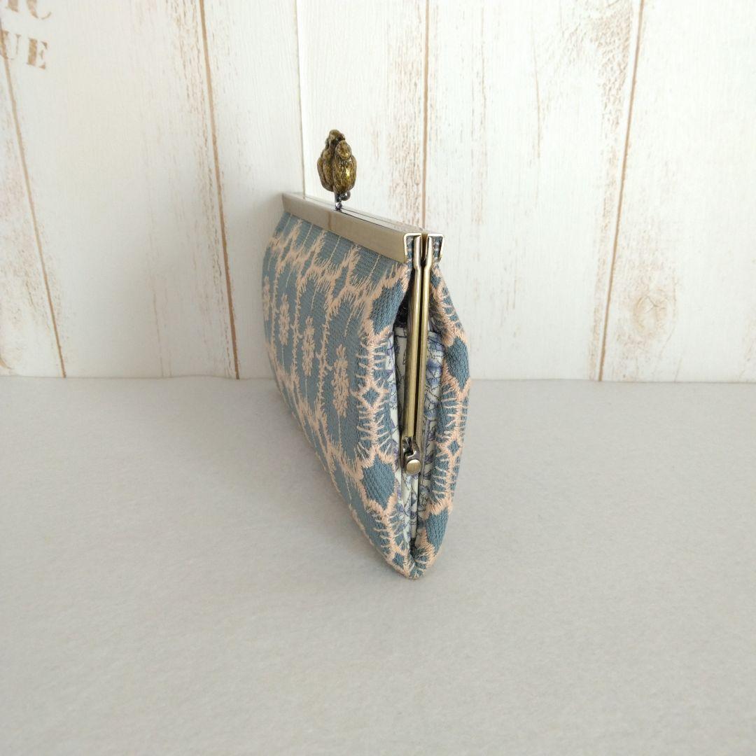 ミナペルホネン アネモネ （ブルー）リス浮足がま口長財布